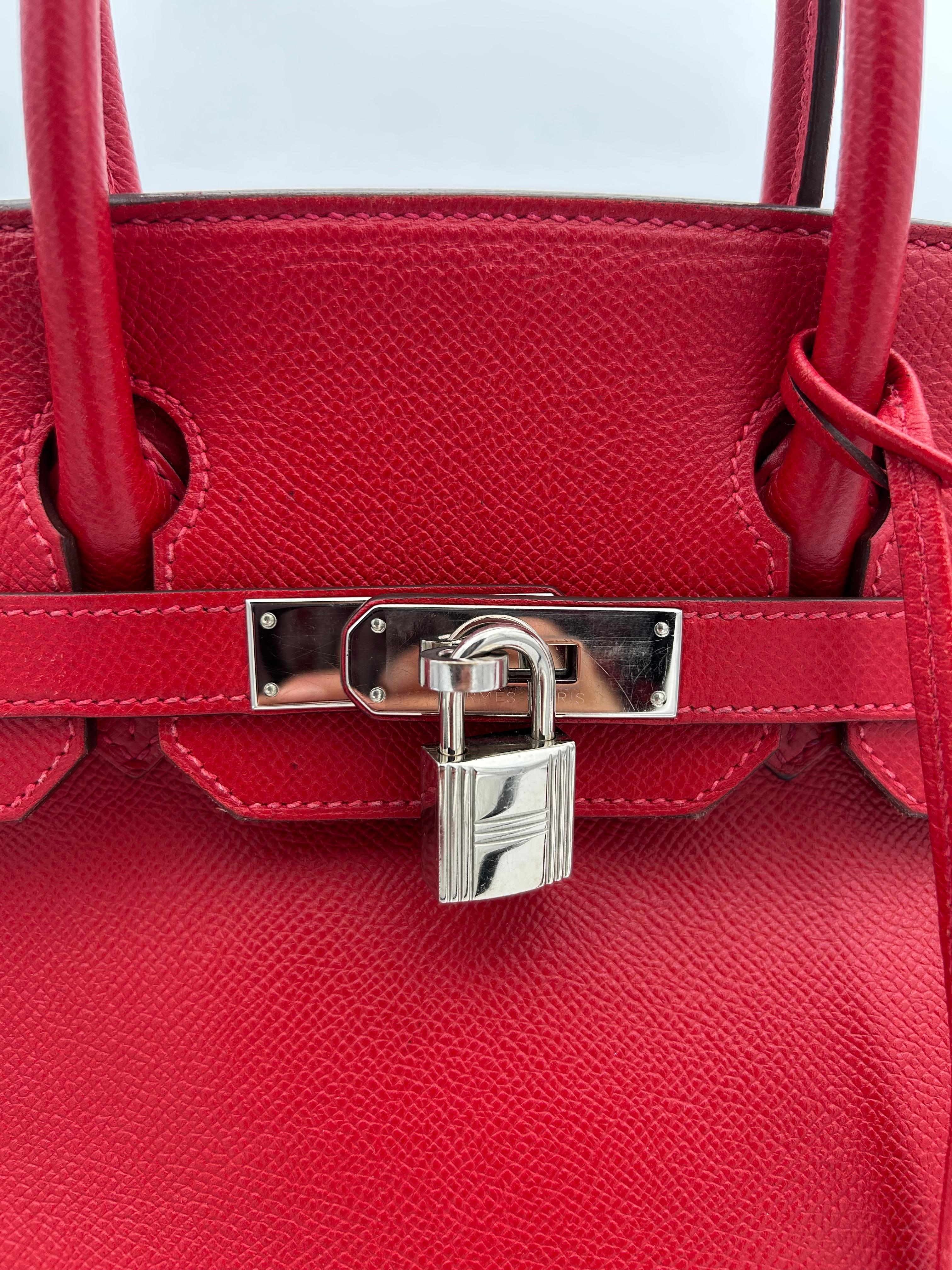 Hermès 30 Rouge Garance Epsom Leather Birkin 2015 For Sale 15