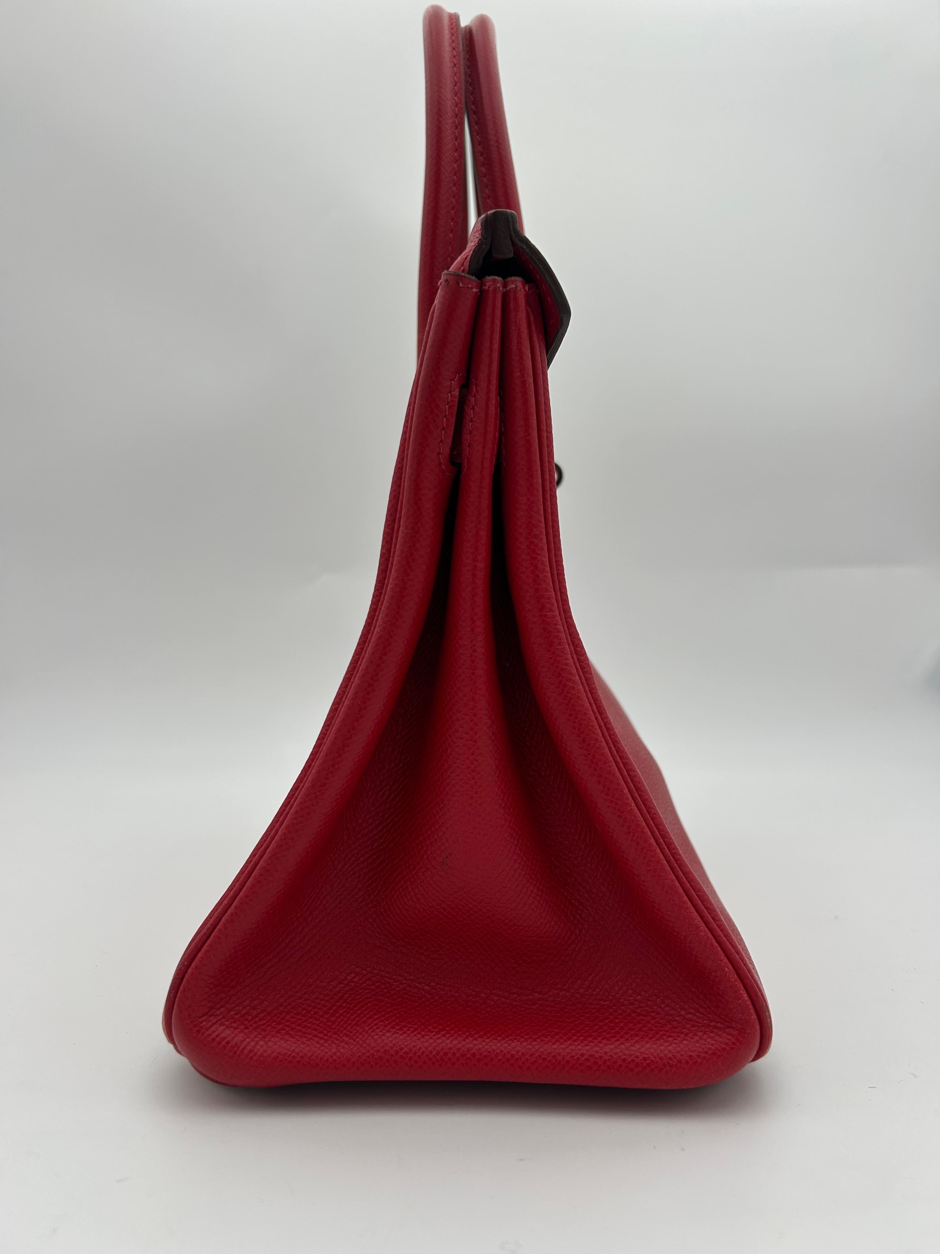 Red Hermès 30 Rouge Garance Epsom Leather Birkin 2015 For Sale