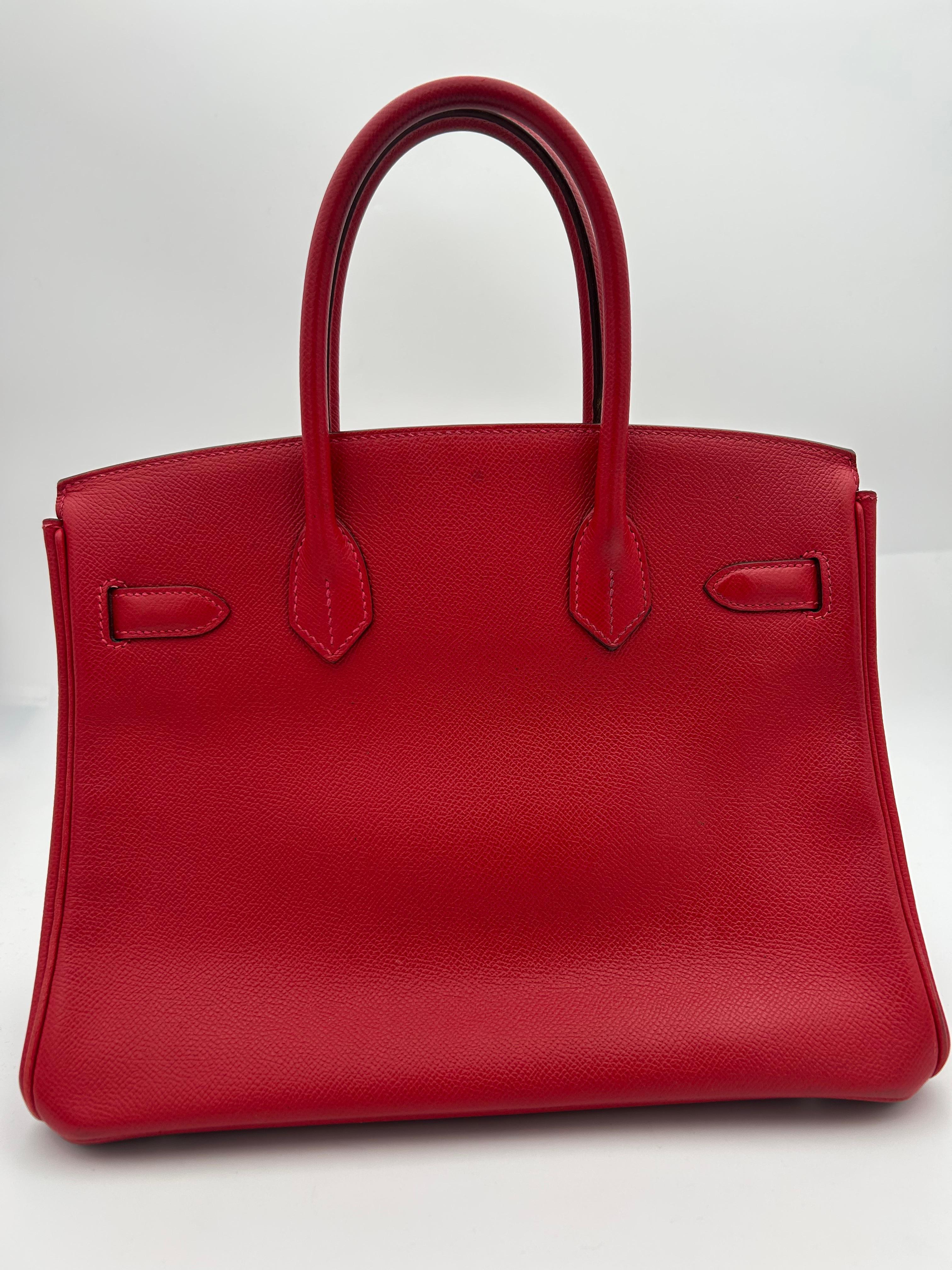 Hermès 30 Rouge Garance Epsom Leather Birkin 2015 In Good Condition For Sale In Palm Beach, FL