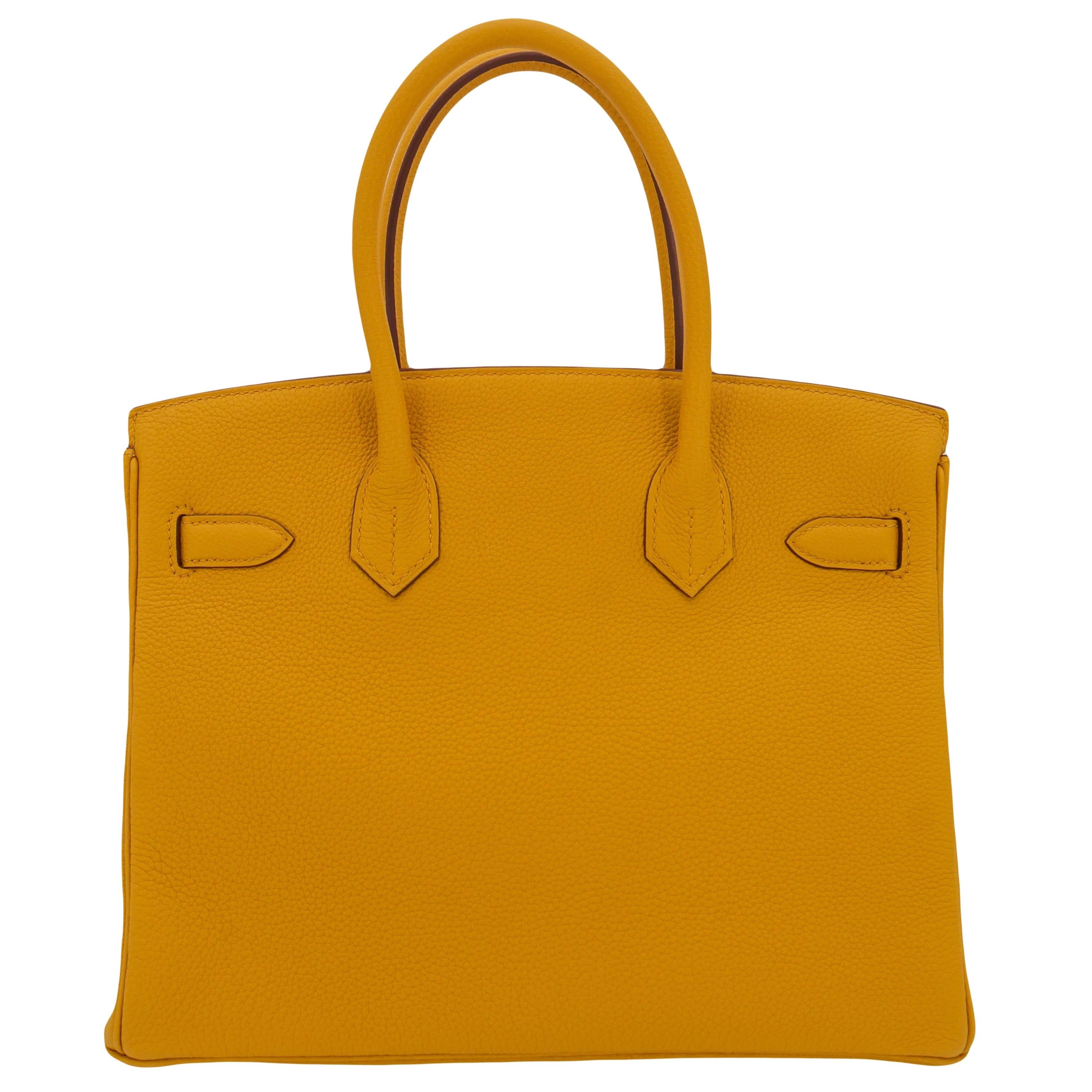 Hermès 30cm Birkin Ambre Togo Leather Palladium Hardware In New Condition For Sale In Santa Rosa Beach, FL