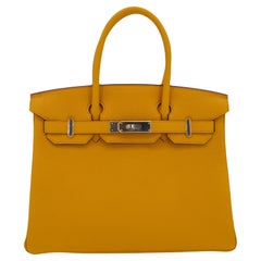 Hermès 30cm Birkin Ambre Togo Cuir Palladium Hardware