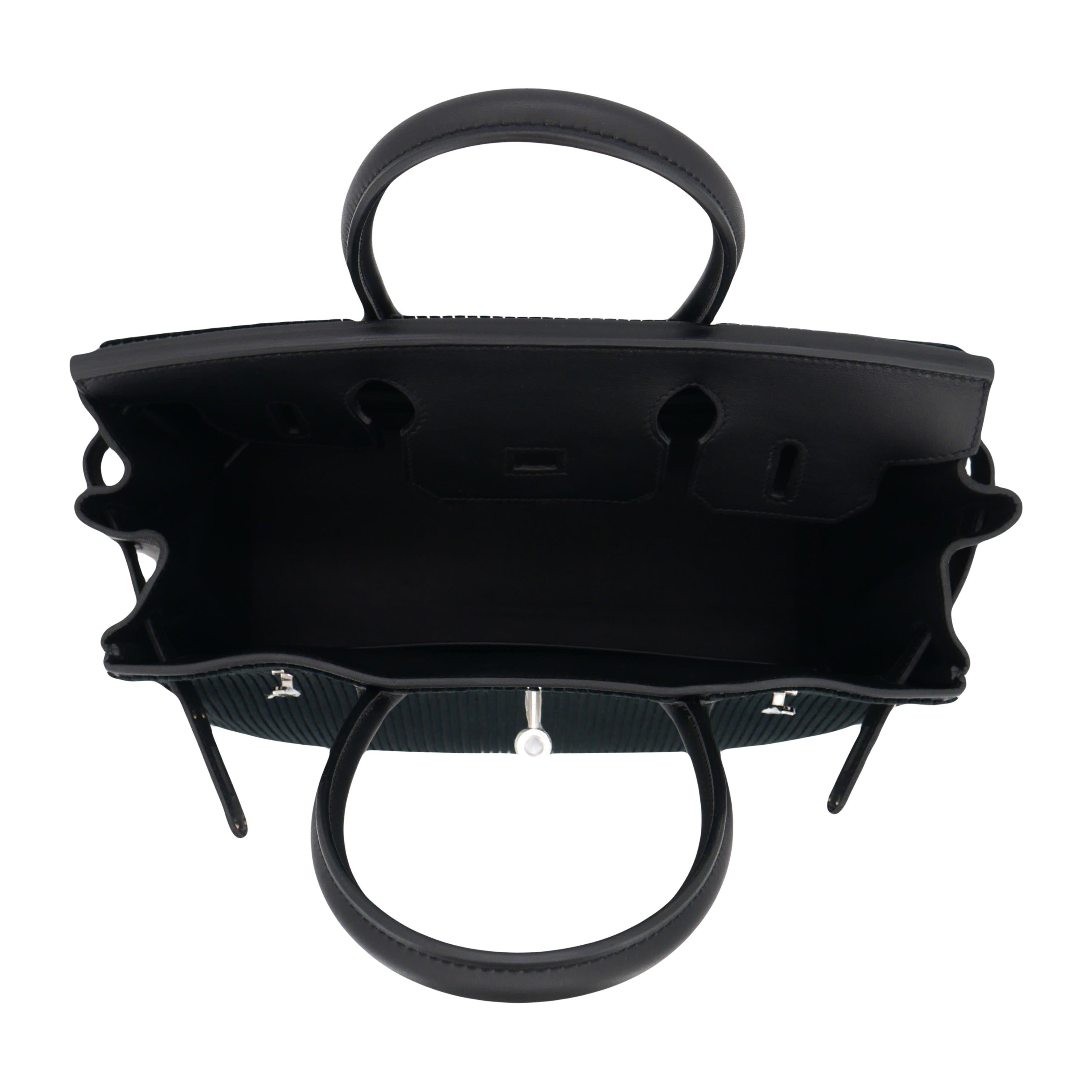 Hermès 30cm Birkin Black Côte à Côte Tuffetage Caban Swift Palladium Hardware 3