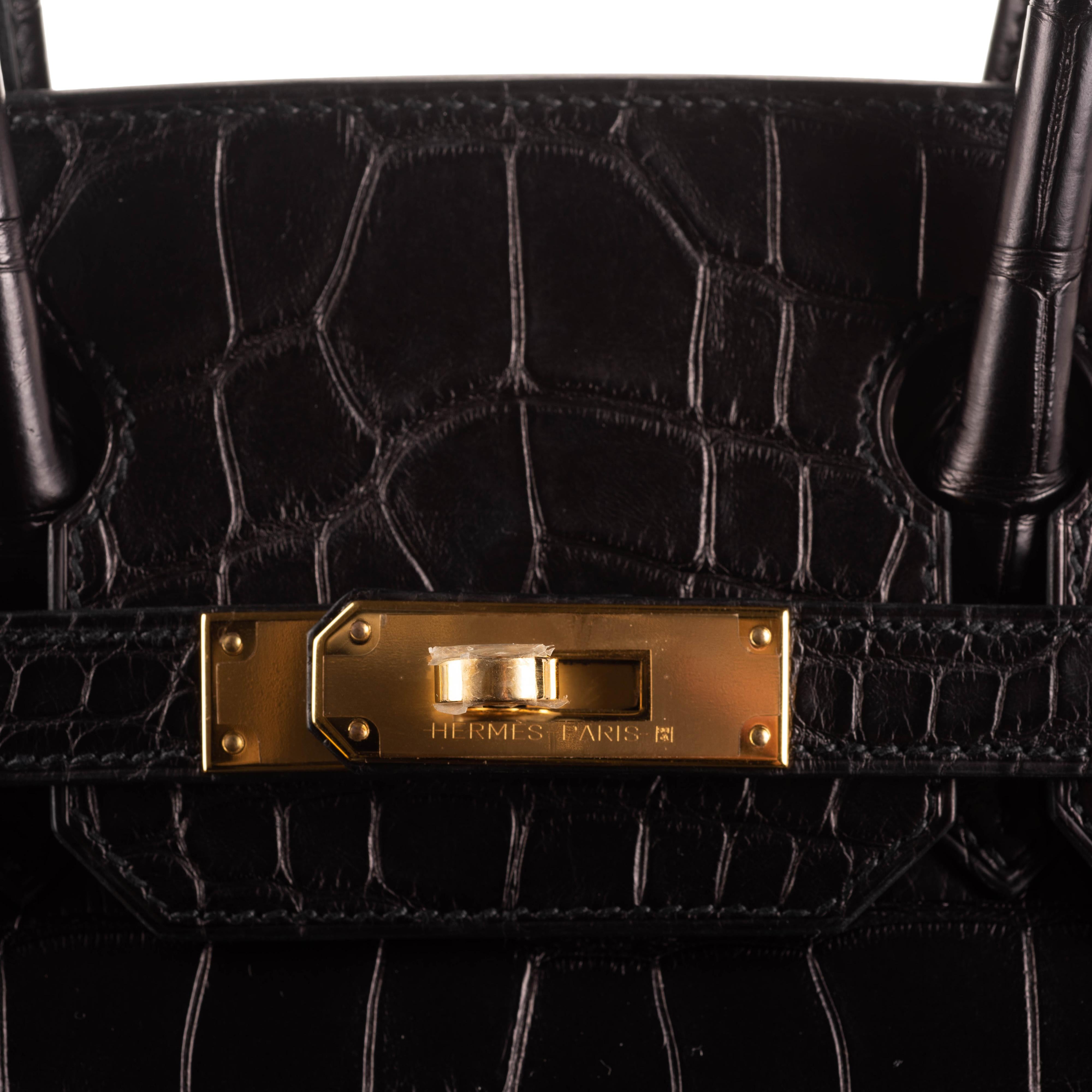 Hermès 30cm Birkin Black Matte Alligator Gold Hardware 2022 6