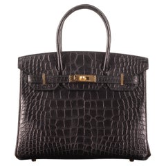 Hermès 30cm Birkin Black Matte Alligator Gold Hardware 2022