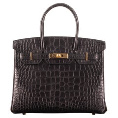 Hermès - Birkin 30cm - Noir Alligator Mat - Quincaillerie en or - 2022