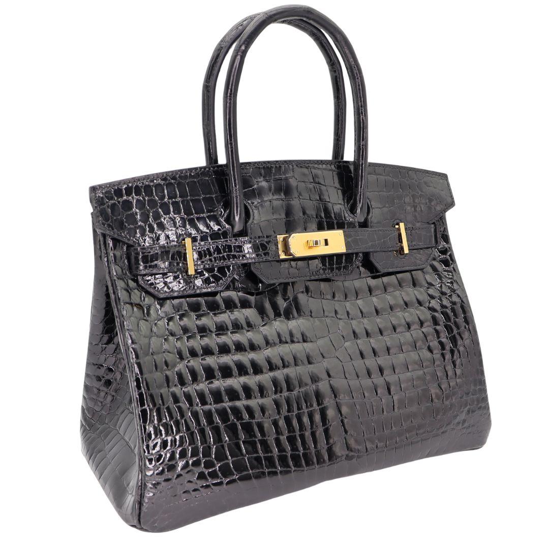 Brand: Hermès
Style: Birkin
Size: 30cm
Color: Black
Material: Shiny Porosus Crocodile
Hardware: Gold (GHW)
Dimensions: 11.75
