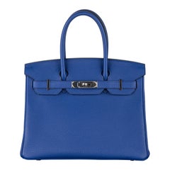 Hermès 30cm Birkin Bleu Electrique Togo Palladium Hardware 2013