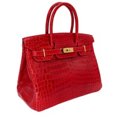 Hermès 30cm Birkin Braise Glänzend Niloticus Gold Hardware