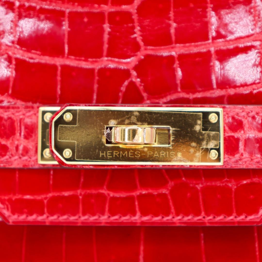Hermès 30cm Birkin Braise Glänzend Niloticus Gold Hardware für Damen oder Herren im Angebot
