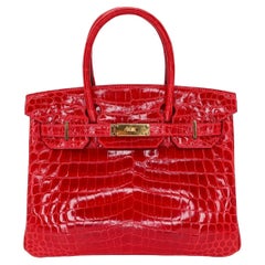 Hermès Braise Birkin 30cm Quincaillerie Or Niloticus Brillant