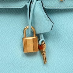 Hermès 30cm Birkin Handbag Bleu Atoll Epsom Leather w GH