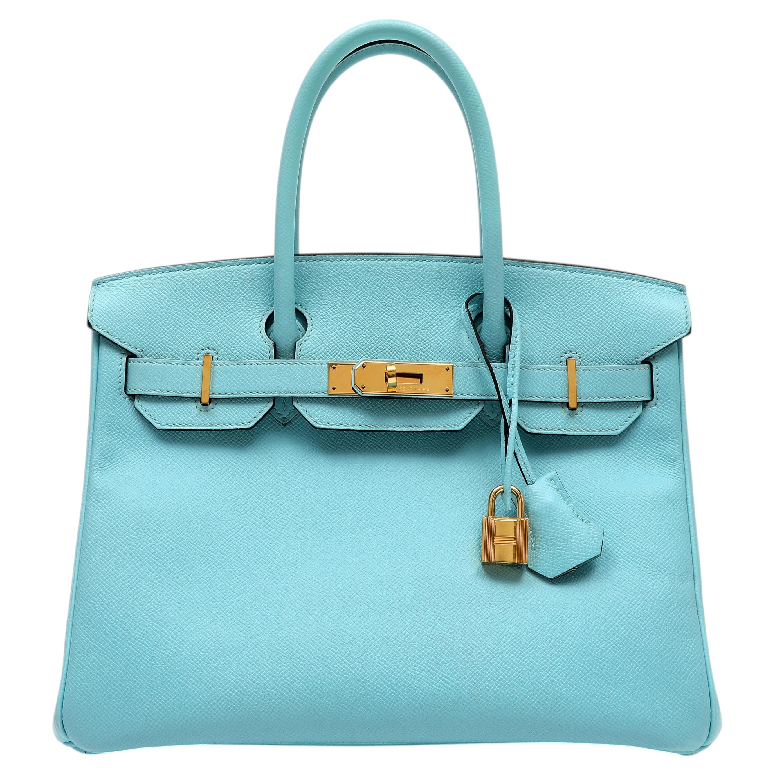 Hermès Birkin 30cm Bleu Atoll Epsom Leather w Gold Hardware For Sale