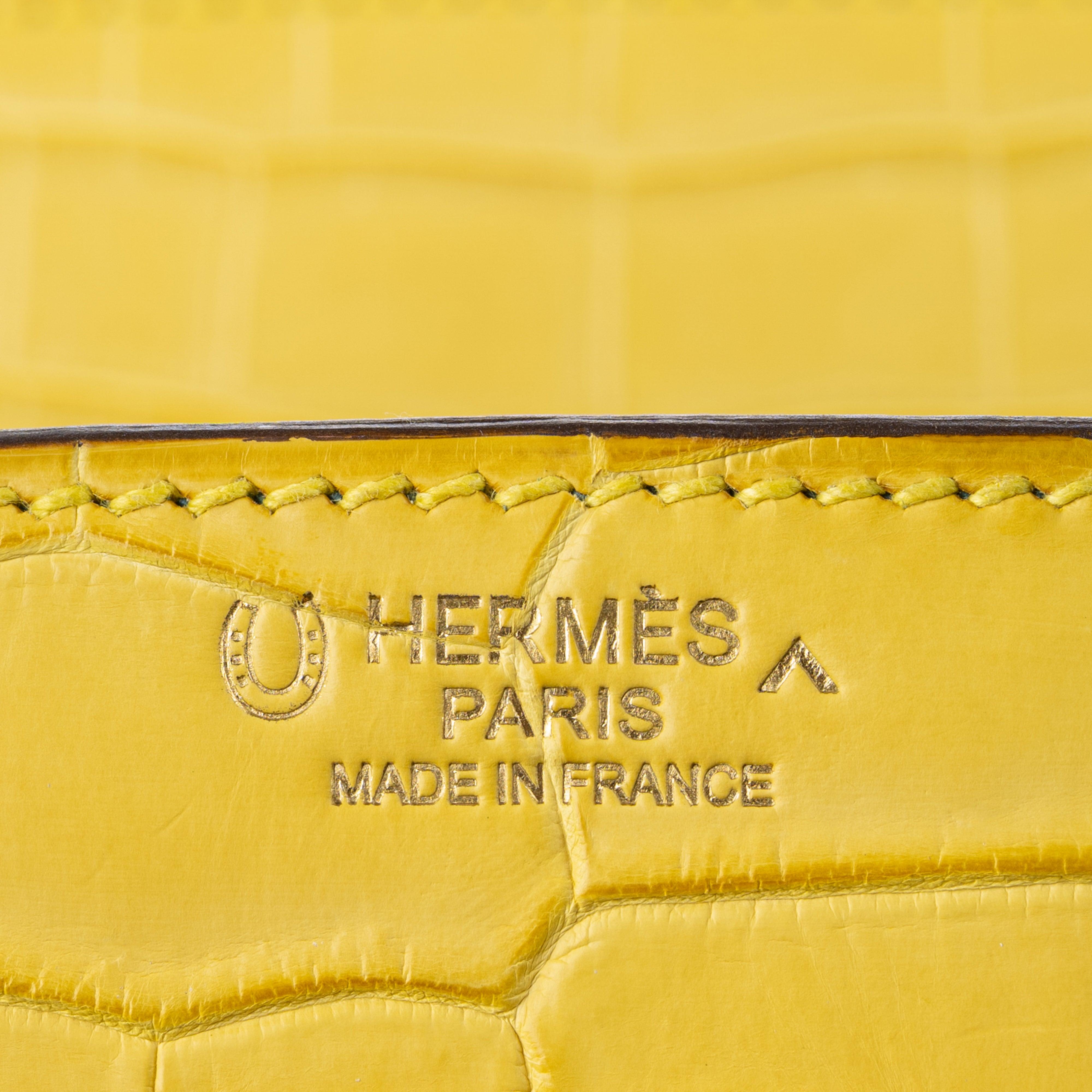 Hermès 30cm Birkin HSS Mimosa/Bleu Paon Matte Porosus Croc Brushed Gold Hardware en vente 2