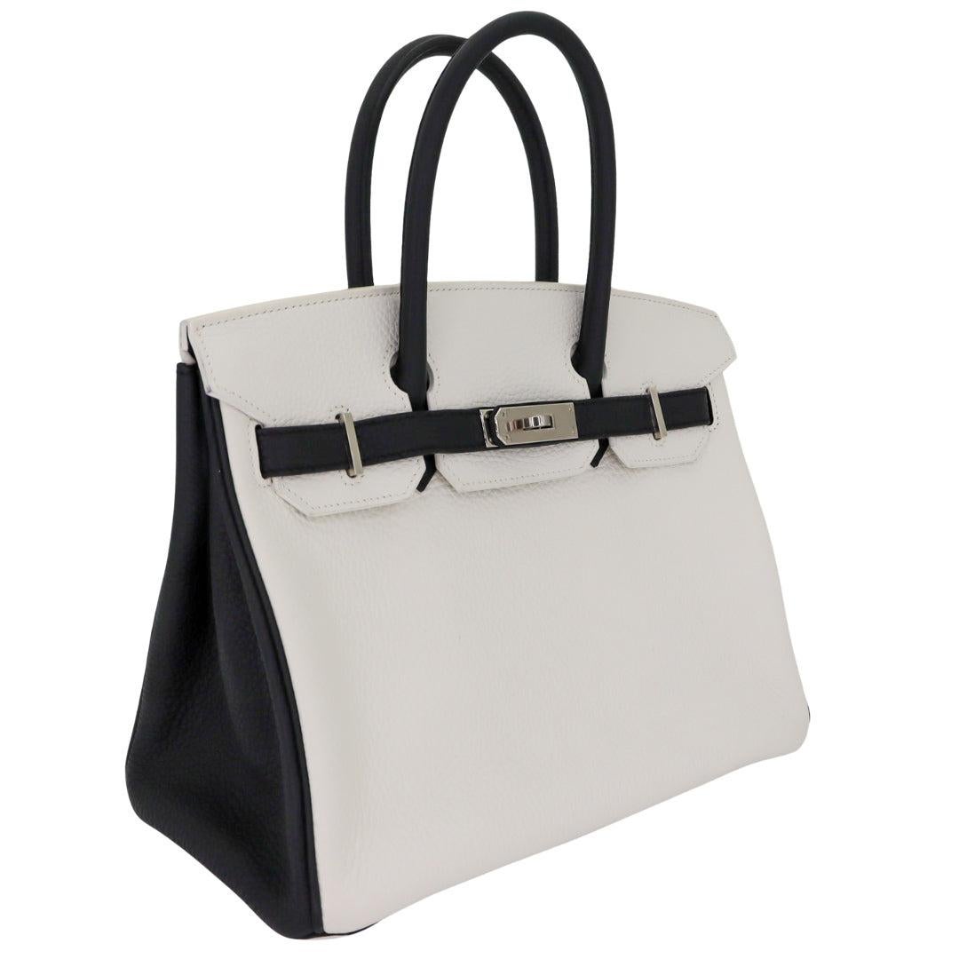 Brand: Hermès
Style: Birkin HSS
Size: 30cm
Color: Black/White (Blanc)
Material: Clemence Leather
Hardware: Palladium (PHW)
Dimensions: 11.75