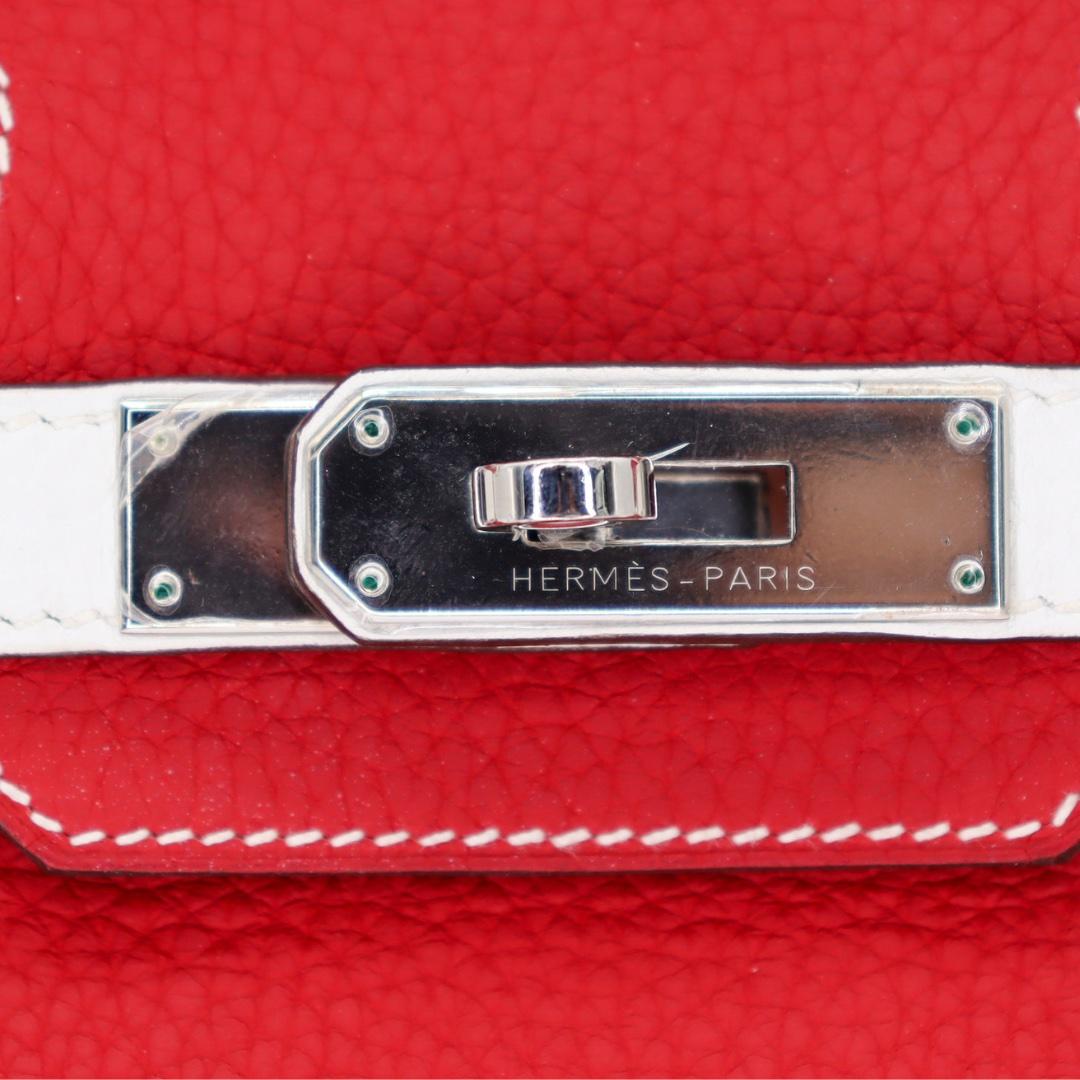Hermès 30cm Birkin HSS Rouge Casaque/Clémence Blanc Cuir Palladium Hardware Unisexe en vente