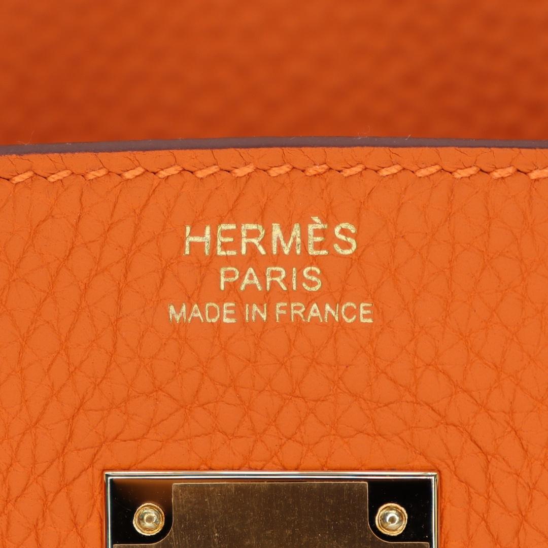 Hermès 30cm Birkin Orange Clemence Cuir Or Quincaillerie en vente 2