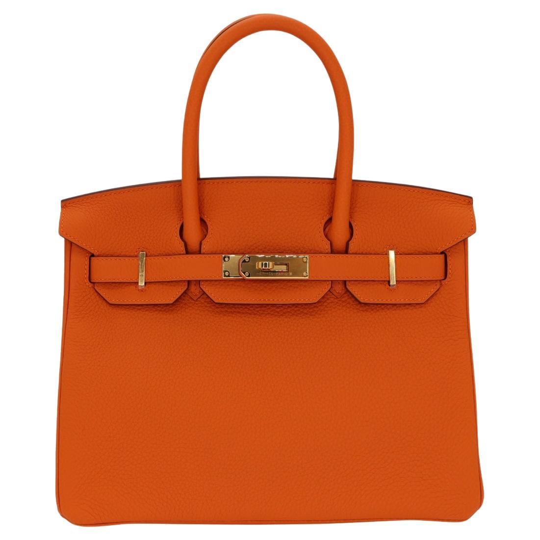 Hermès 30cm Birkin Orange Clemence Leather Gold Hardware For Sale