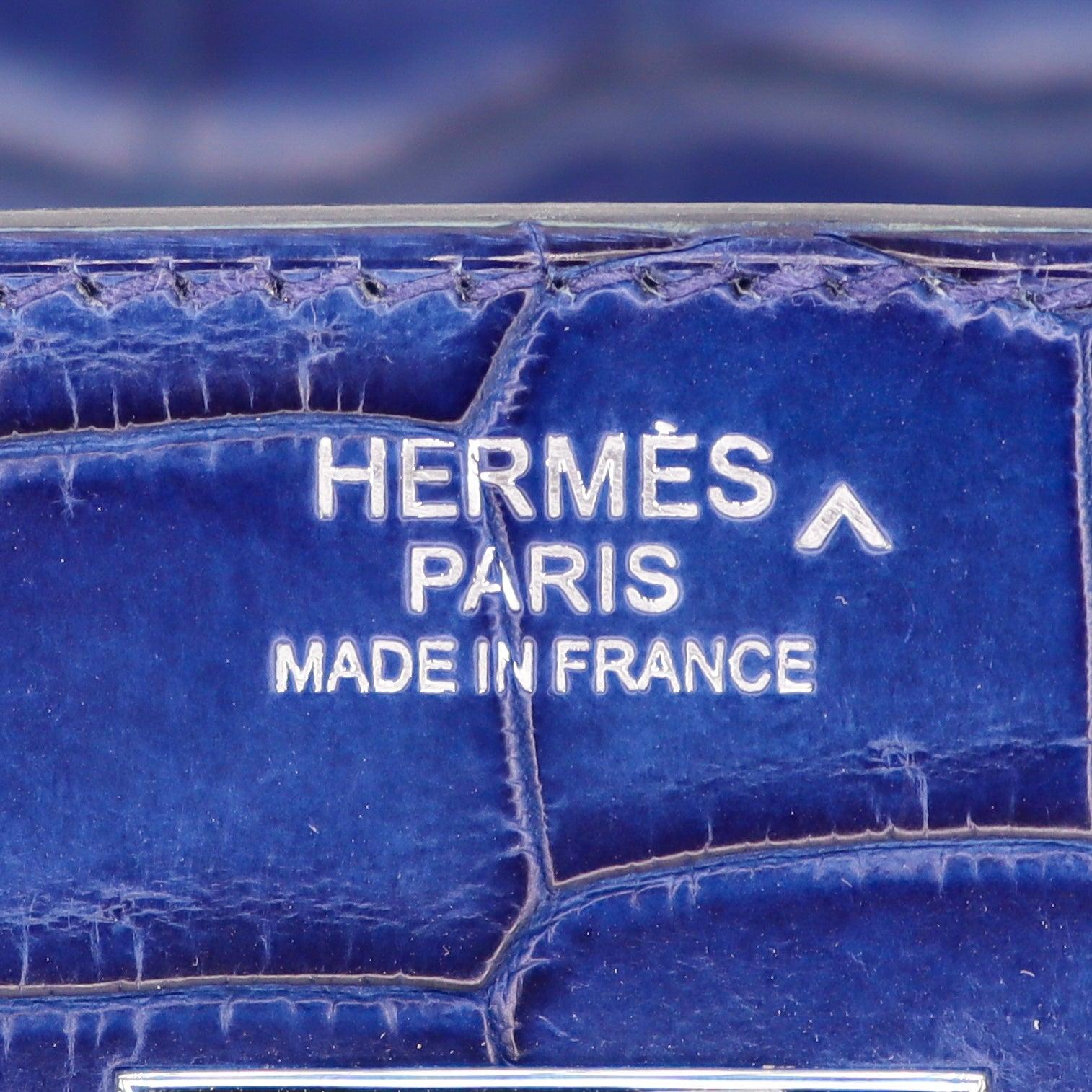 Hermès 30cm Birkin Sellier Indigo Aizome Matte Porosus Crocodile Palladium Hardw For Sale 2