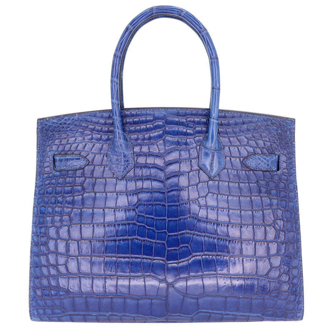 Hermès 30cm Birkin Sellier Indigo Aizome Porosus Crocodile Palladium Hardware In New Condition For Sale In Santa Rosa Beach, FL