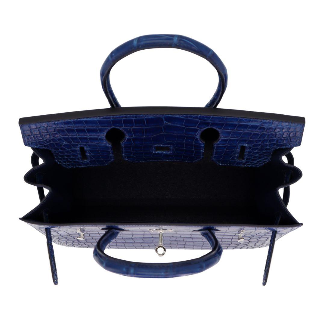 Hermes blue crocodile bag top
