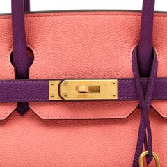Hermes 30cm Birkin Special Order Pink Rose Lipstick Anemone Purple w BGH