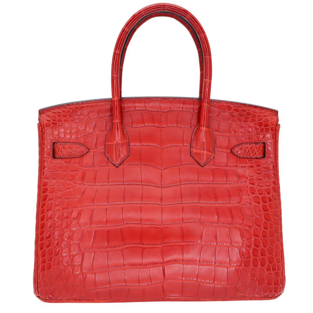 Hermès 30cm Birkin Verso Rouge H/Orange Poppy Matte Alligator Gold Hardware In New Condition For Sale In Santa Rosa Beach, FL