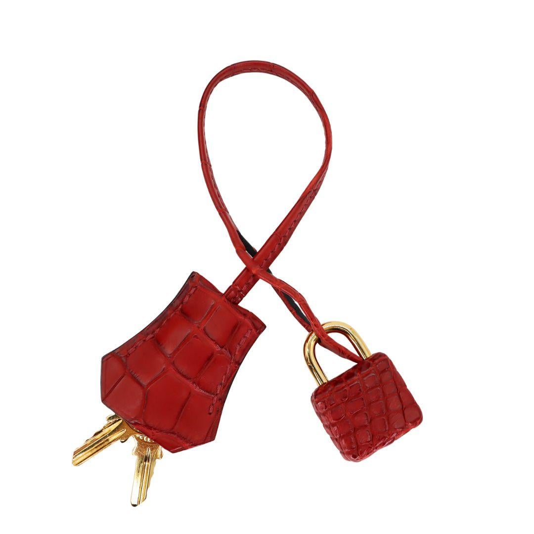 Hermès 30cm Birkin Verso Rouge H/Orange Poppy Matte Alligator Gold Hardware For Sale 5