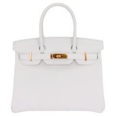 Hermès 30cm Birkin White Epsom Leather Gold Hardware