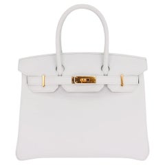 Hermès 30cm Birkin Blanc Cuir Epsom Or Quincaillerie