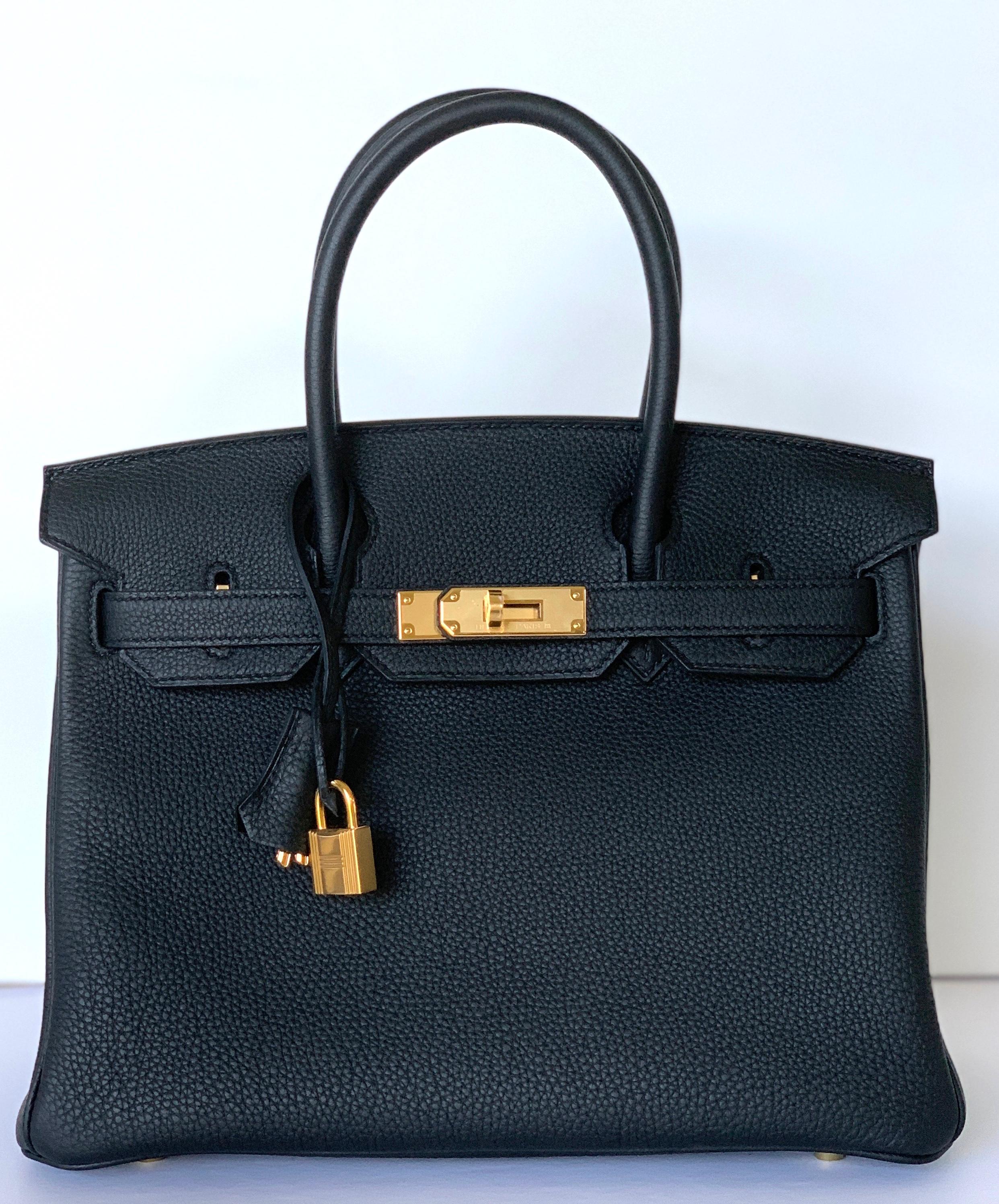 Hermes Birkin 30cm Black  Togo Gold Bag In New Condition In West Chester, PA