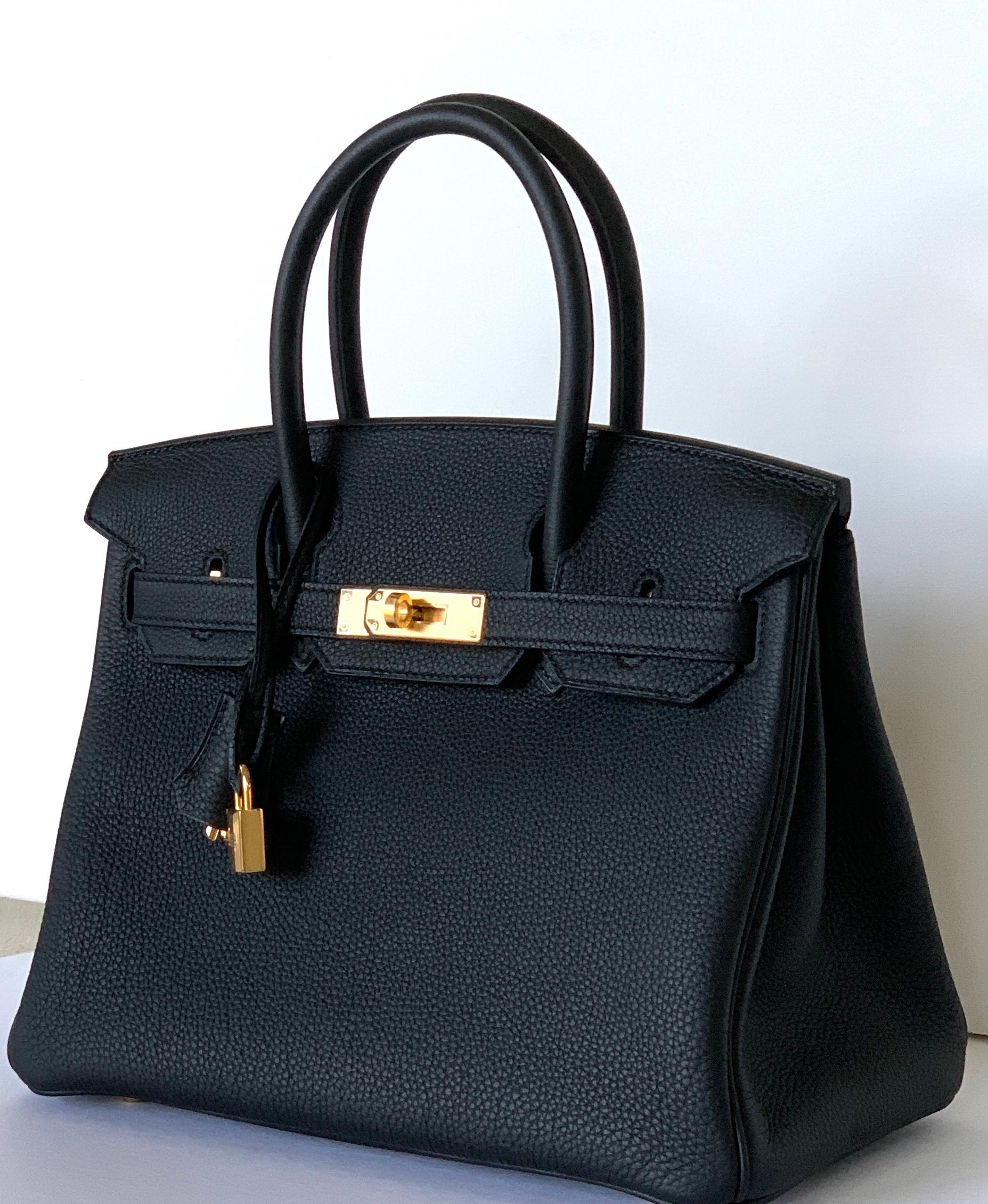 Hermes Birkin 30cm Black  Togo Gold Bag 2