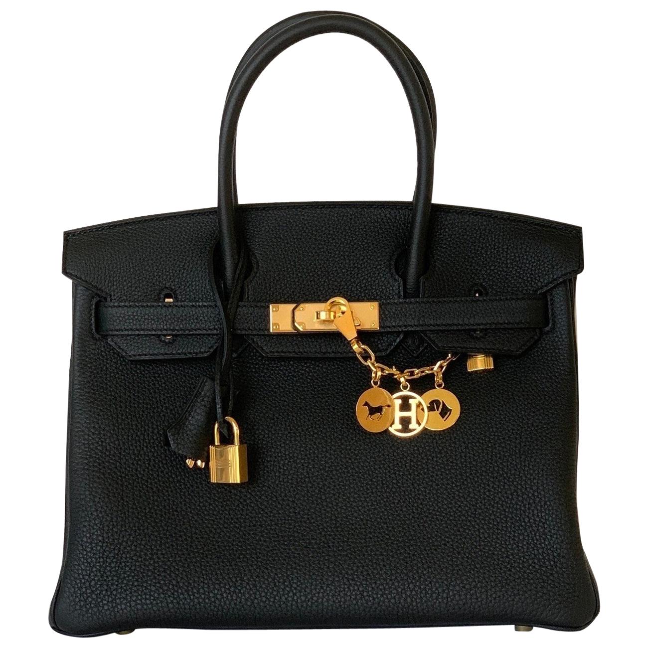 Hermes Birkin 30cm Black  Togo Gold Bag