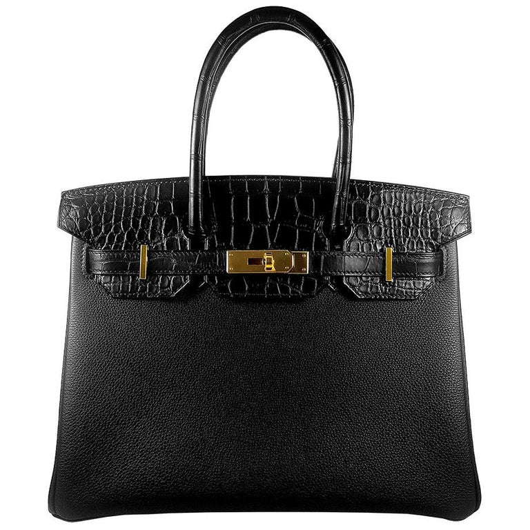 Hérmes 30cm Black Crocodile / Togo Birkin Touch Bag at 1stDibs