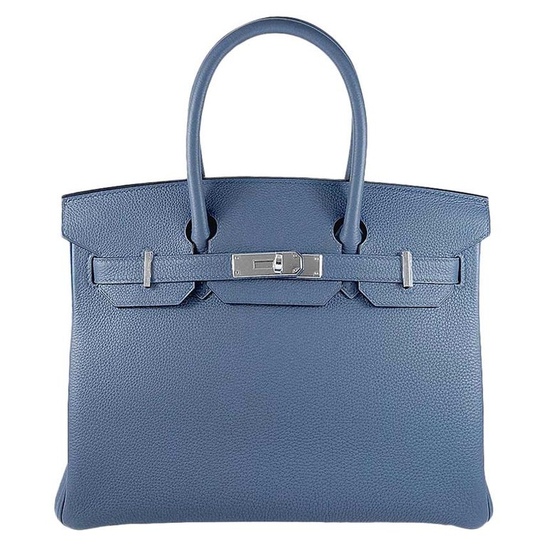 Hermes 30cm Blue Brighton Birkin Bag For Sale at 1stdibs