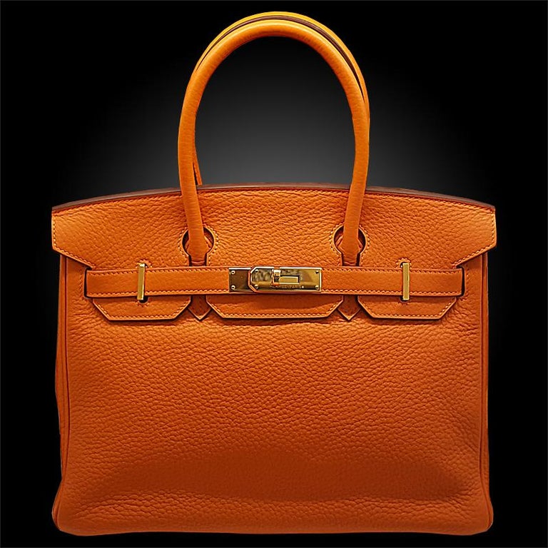 HERMES 30cm Orange Clemence Birkin Bag For Sale at 1stDibs