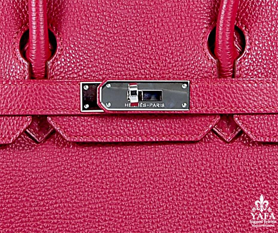 HERMES 30cm Red Birkin Bag with Silver Hardware
100% Authentic Hermes Birkin Bag
COLOR: Red
MATERIAL: Leather
HARDWARE: Silver
ORIGIN: France
CONDITION: Good
Includes: Dustbag, lock, and key