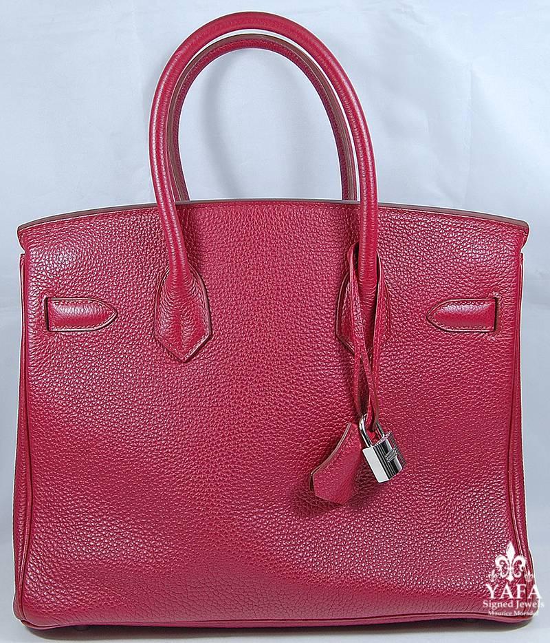 Hermes 30cm Red Birkin Bag For Sale 1