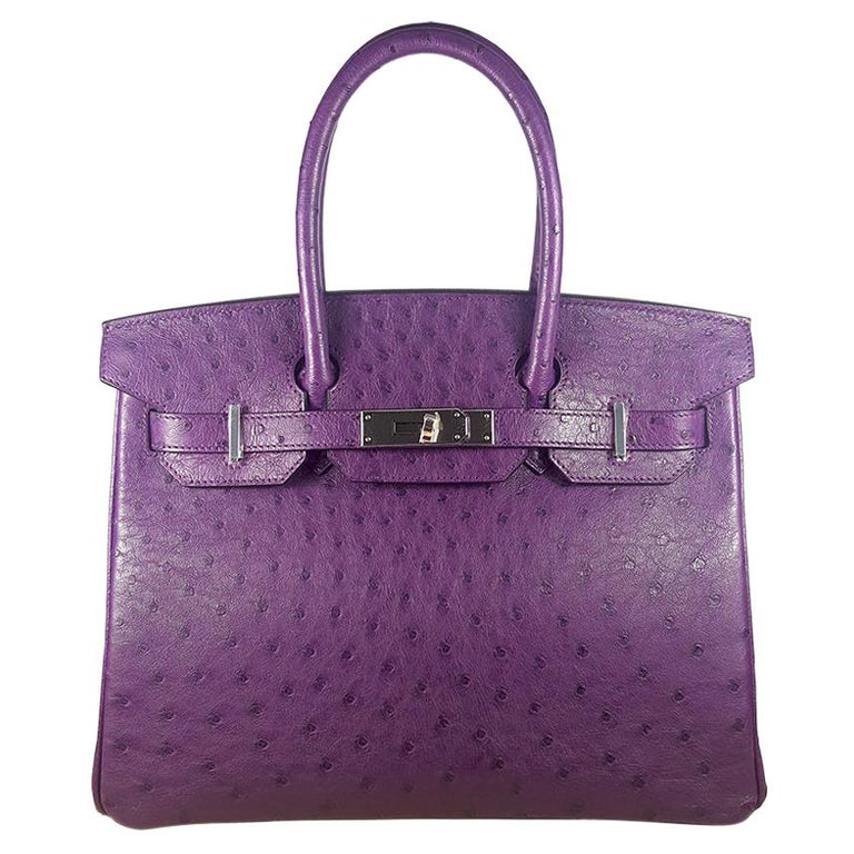Hérmes 30cm Violet Ostrich Birkin Bag For Sale at 1stdibs