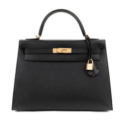 Hermès 32 cm Black Epsom Kelly Sellier with Gold Hardware 2021