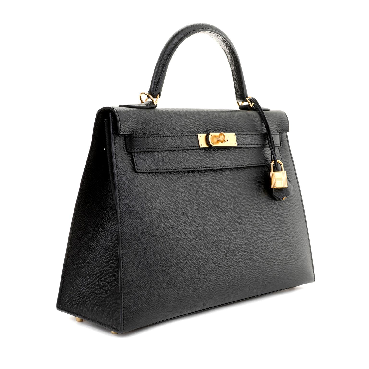 Hermès 32 cm Black Epsom Kelly Sellier with Gold Hardware 2021 In New Condition In Palm Beach, FL