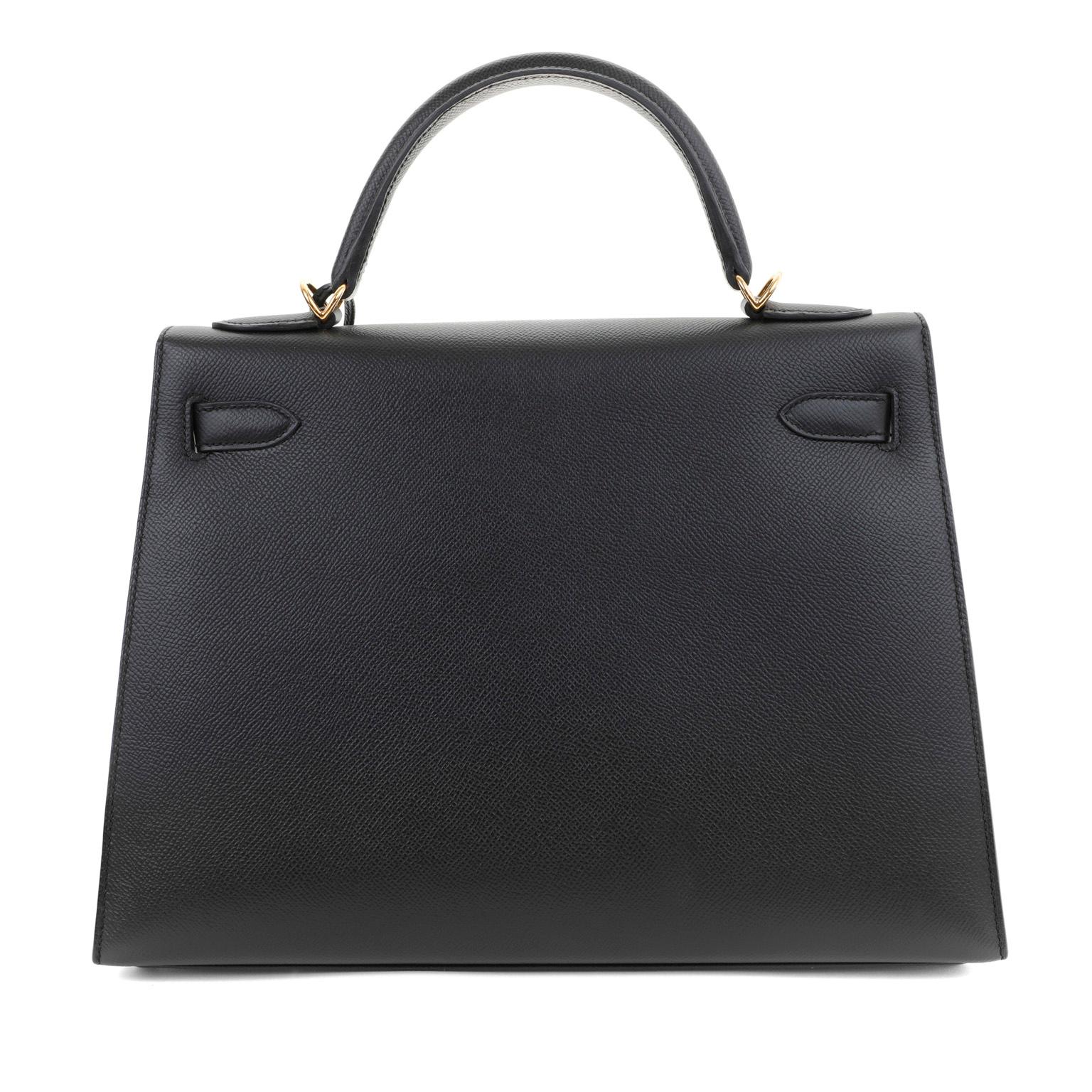 Women's Hermès 32 cm Black Epsom Kelly Sellier with Gold Hardware 2021