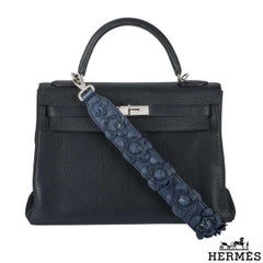 Hermes 32 cm Kelly handbag with original Fendi Strap