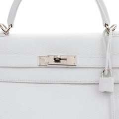 Hermès 32 cm White Togo Leather Kelly with Palladium