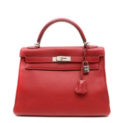 Hermes 32cm Kelly Rouge Vif Togo w PHW