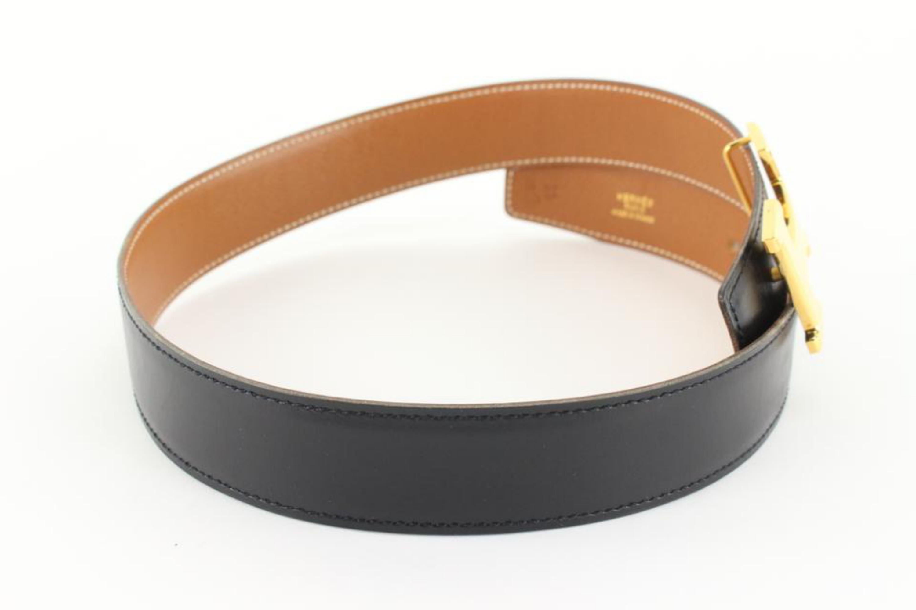 Hermès 32mm Black x Brown Reversible H Logo Belt Kit 93h719s For Sale 4