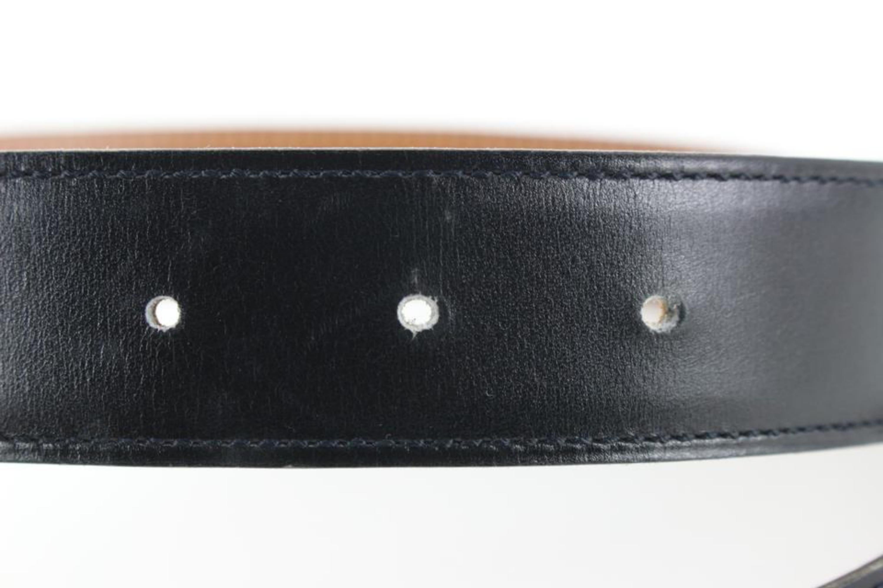 Hermès 32mm Noir x Marron réversible H Logo Belt Kit 93h719s Bon état - En vente à Dix hills, NY
