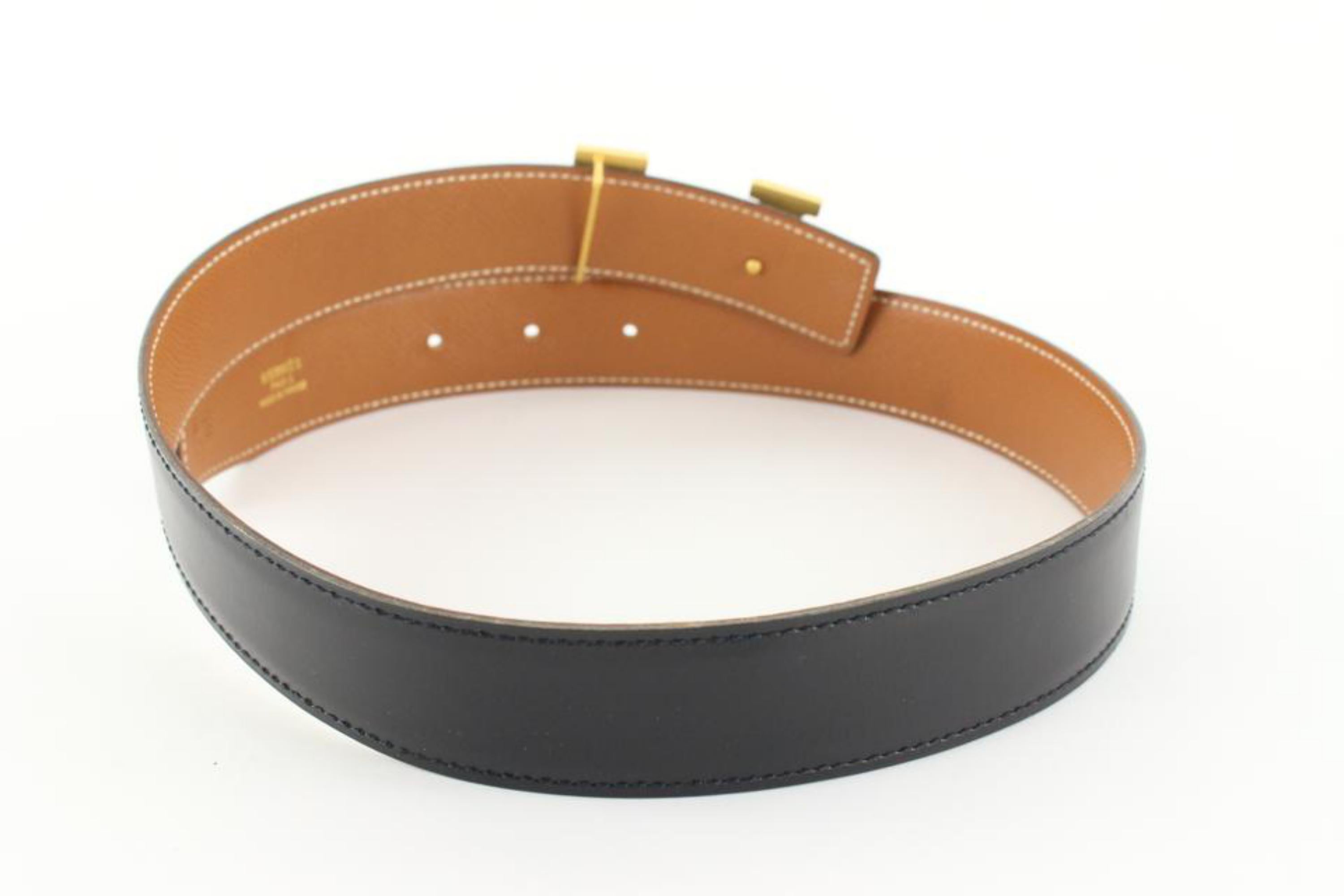 Hermès 32mm Black x Brown Reversible H Logo Belt Kit 93h719s In Good Condition For Sale In Dix hills, NY