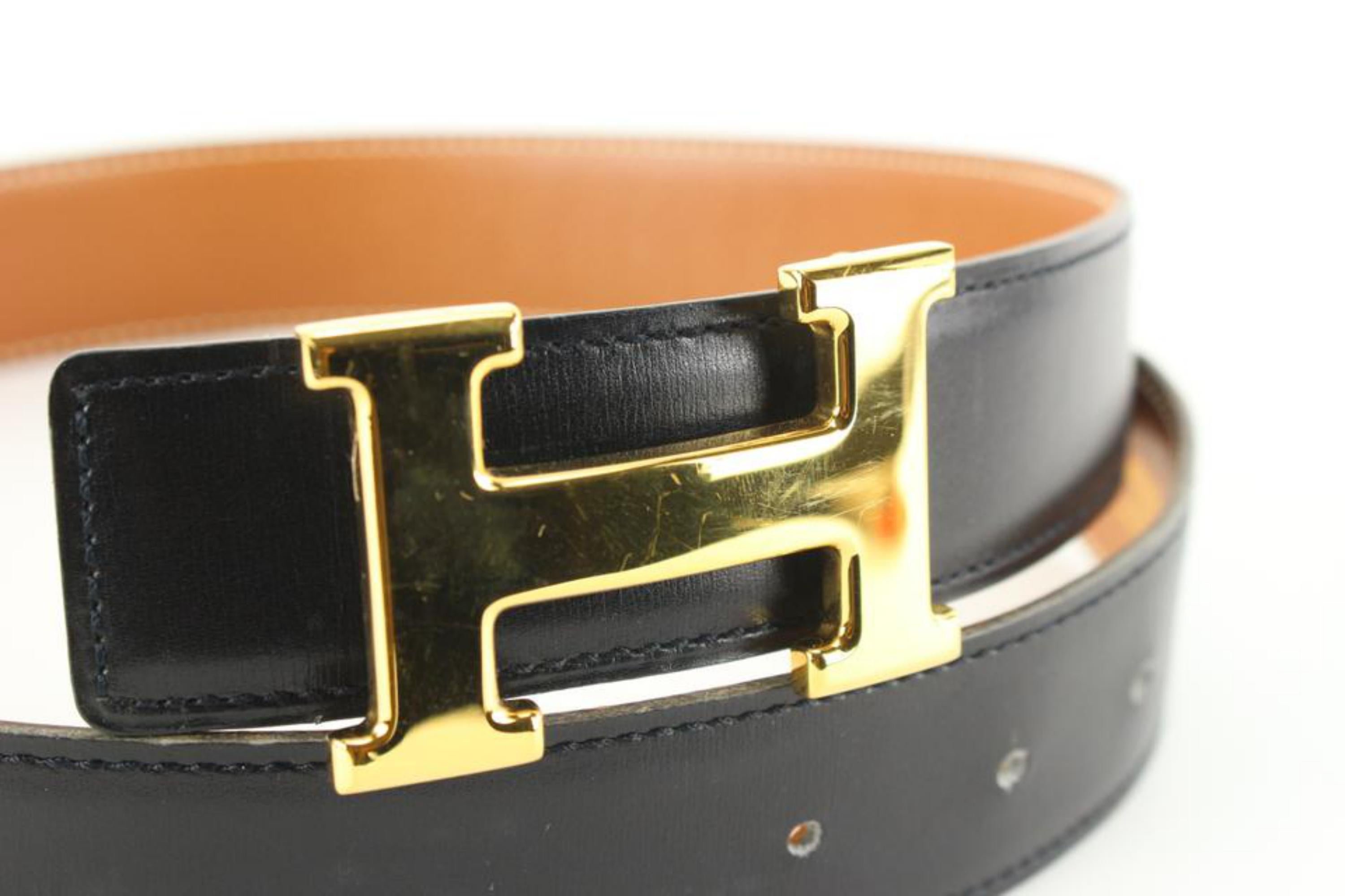 Hermès 32mm Noir x Marron réversible H Logo Belt Kit 93h719s en vente 5
