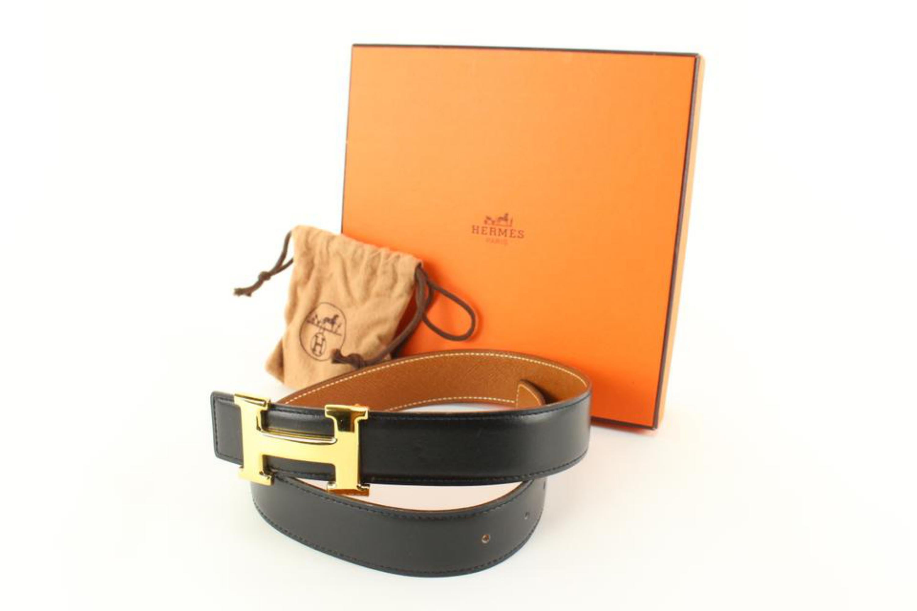Hermès 32mm Black x Brown Reversible H Logo Belt Kit 97he719s For Sale 5