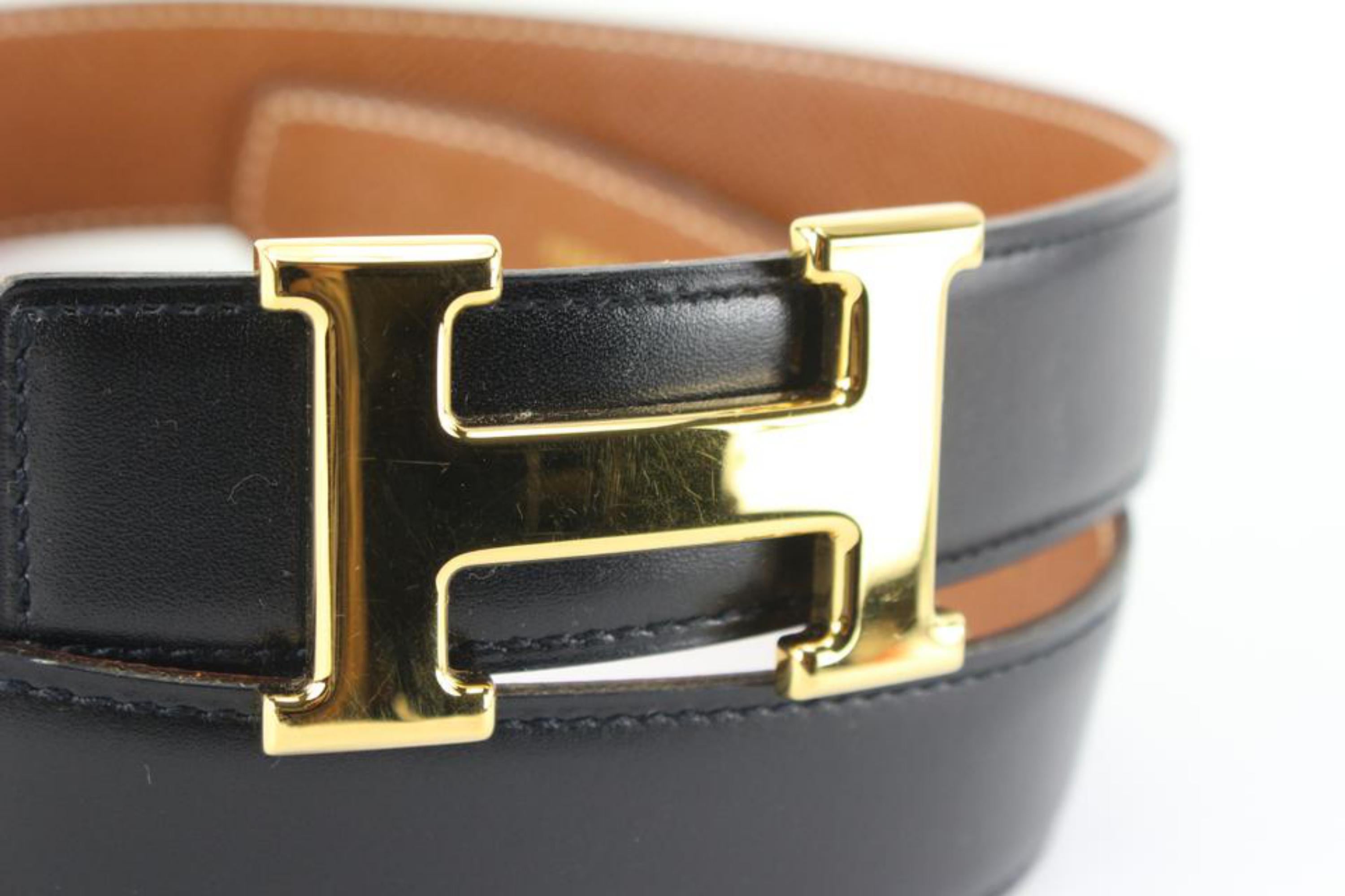 Men's Hermès 32mm Black x Brown Reversible H Logo Belt Kit 97he719s For Sale